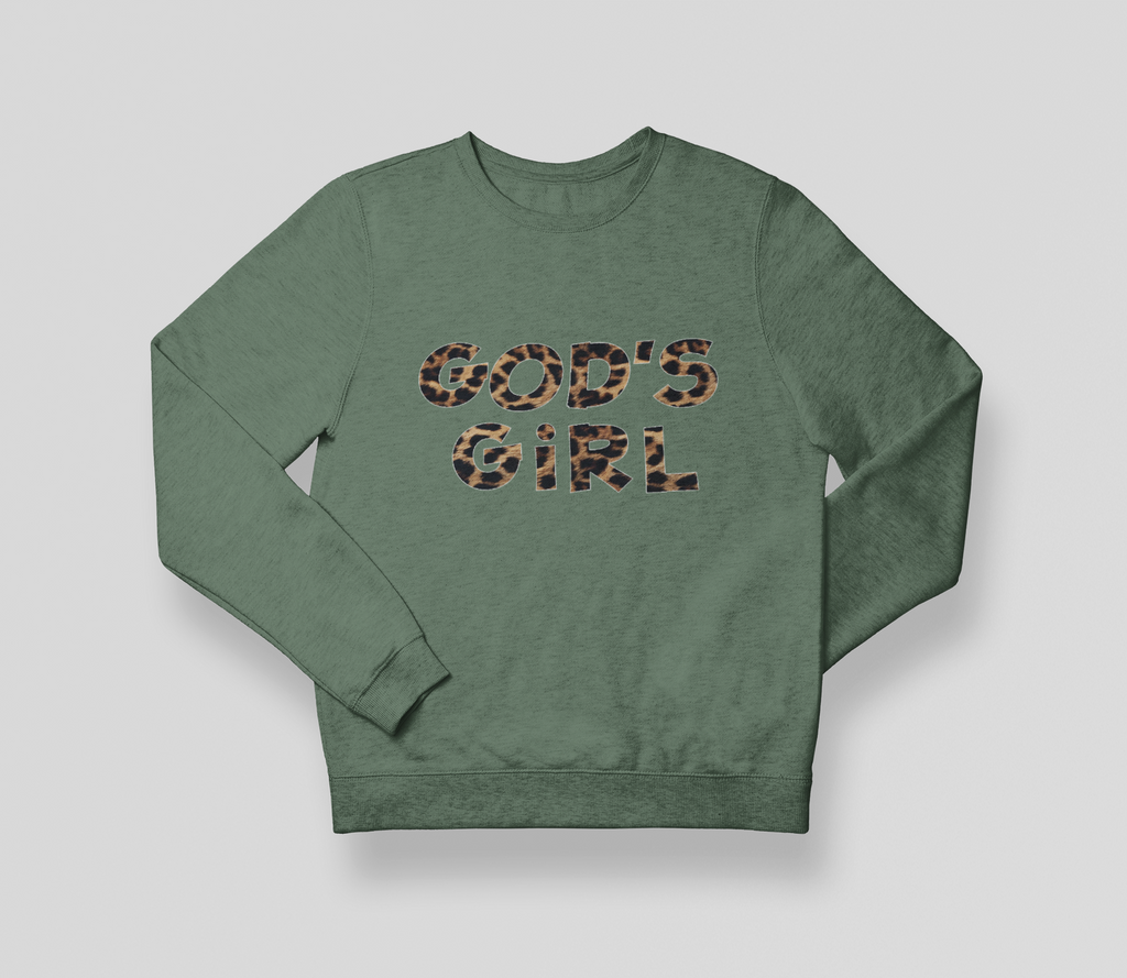 God's Girl Leopard Sweatshirt - Military Green - RTK Style
