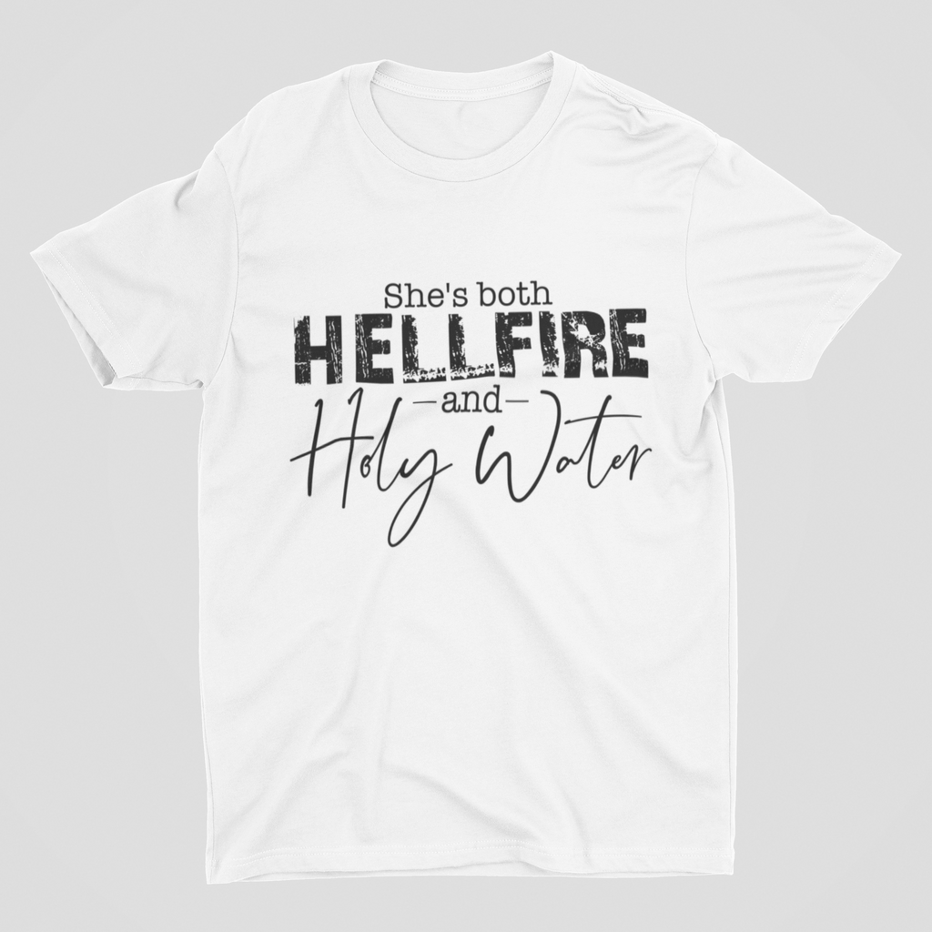 She's Both Hellfire and Holy Water T-Shirt - White - RTK Style